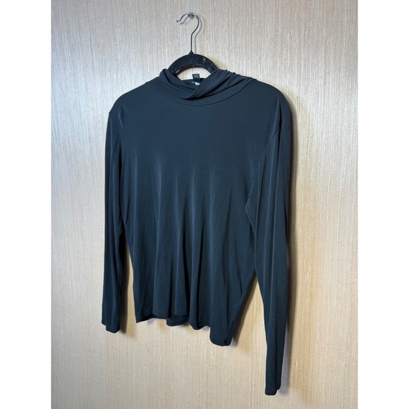 Eileen Fisher Tops - Eileen Fisher Womens Black 100% Silk Mock Neck Long Sleeve Top Size M Jersey